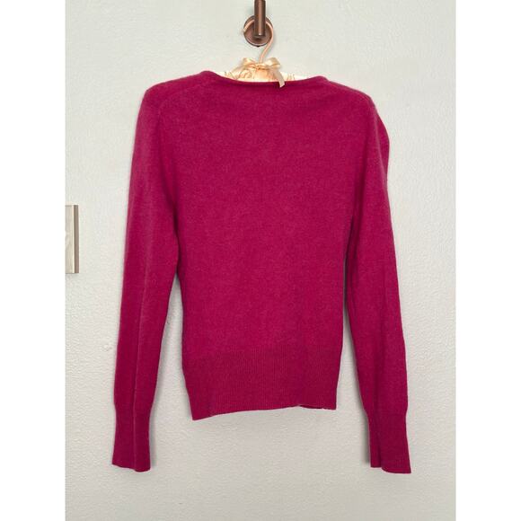 Y2K Apt 9 Medium 100% Cashmere Fuchsia Hot Pink V Neck Sweater Long Sleeve - Picture 11 of 11